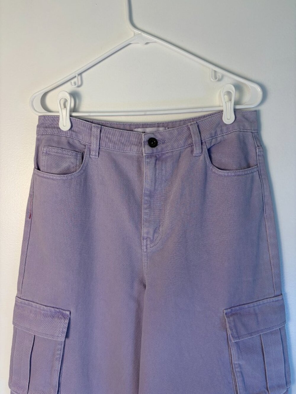 Self-Portrait Lilac Wide-Leg High Rise Denim Cargo Jeans - Picture 4 of 8